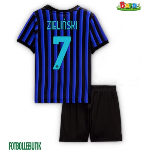 Inter Milan Piotr Zielinski #7 Hemmaställ Barn 2025-26 Kortärmad (+ Korta byxor)